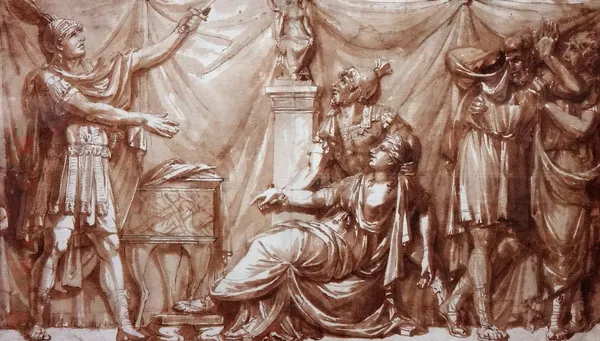 Italian School (18th century), Classical figures, pen, ink and sepia wash, 20.5cm x 35cm.