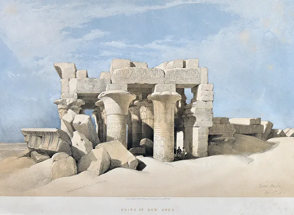 After David Roberts, Ruins of Kom Ombo; General view of the Ruins of Luxor from the Nile; Libian chain of mountains from the Temple of Luxor; Alexandr