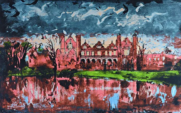 John Piper (1903-1992), Capesthorne Hall, colour screenprint, signed in pencil, 64cm x 101cm. DDS Illustrated.
