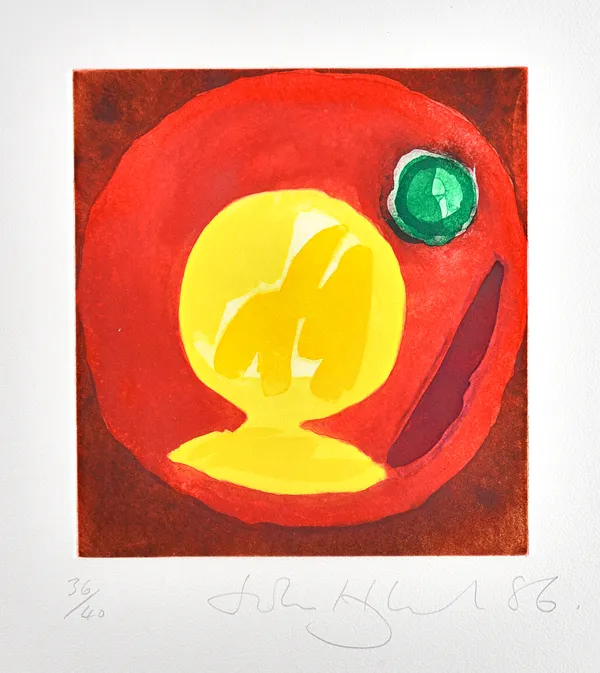 John Hoyland (1934-2011), Encircling stone, colour etching, signed, dated '86 and numbered 36/40, 27cm x 25cm. DDS Illustrated.