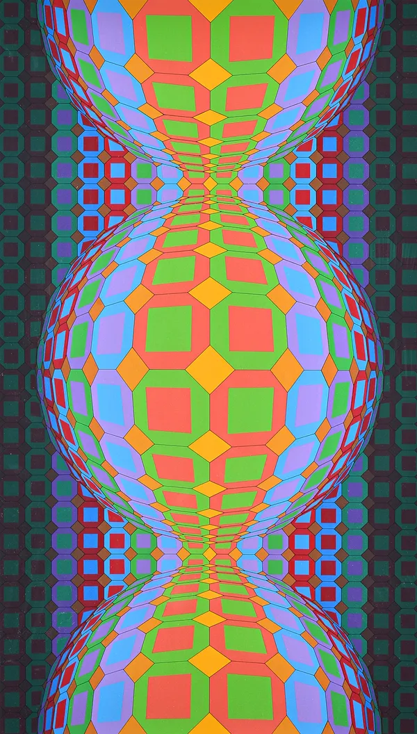 Victor Vasarely (1906-1997), Untitled, colour screenprint, signed and numbered FV26/60 in pencil, unframed, 102cm x 64cm. DDS Illustrated.