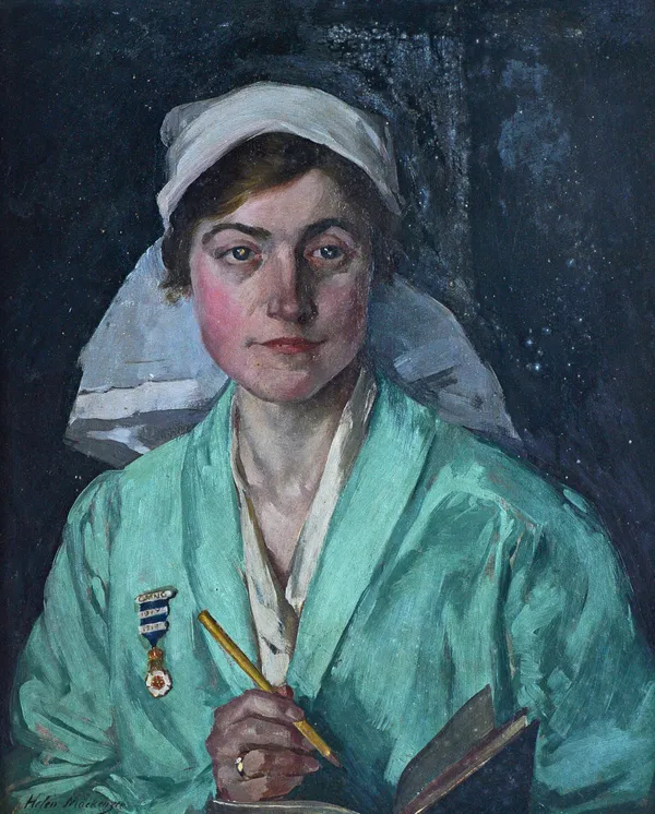 Helen Mackenzie (1885-1966), The nurse (Dorothy Hewins), oil on canvas, signed, 59cm x 49cm. DDS Illustrated.