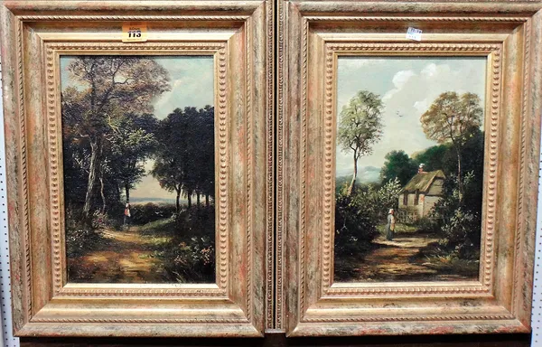J. Cotton (late 19th century), Rustic landscapes, a pair, oil on canvas, one indistinctly signed, each 30cm x 19cm.(2)  H1