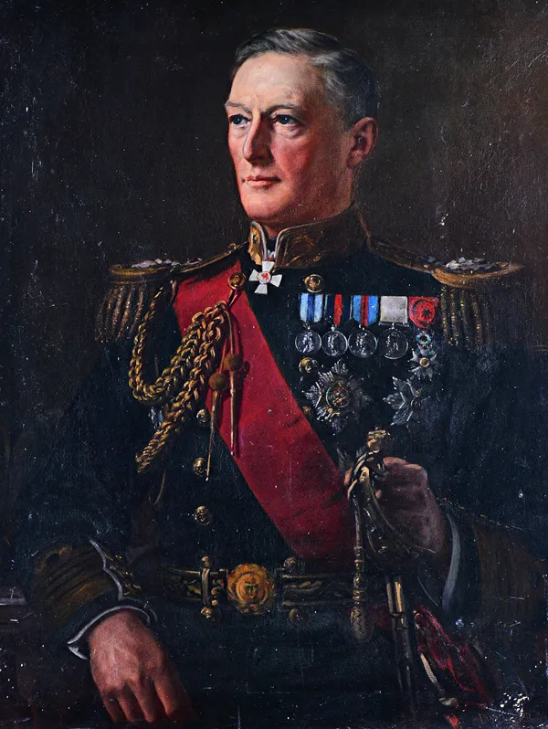 Frank Watson Wood (1862-1953), Portrait of the Admiral of the Fleet, believed to be Sir William May, oil on canvas, signed and dated 1913, unframed, 9