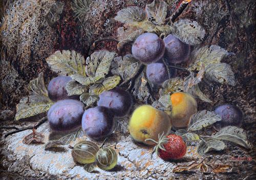 Oliver Clare (1853-1927), Still life studies of fruit, a pair, oil on canvas, one signed, each 24cm x 35cm.(2) Illustrated.