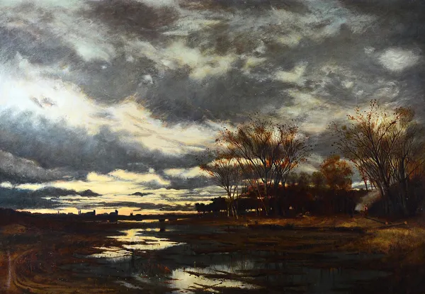 J. R. Murray (19th century), Sunset after rain, oil on canvas, signed and dated 1890, 79cm x 115cm.  Illustrated.