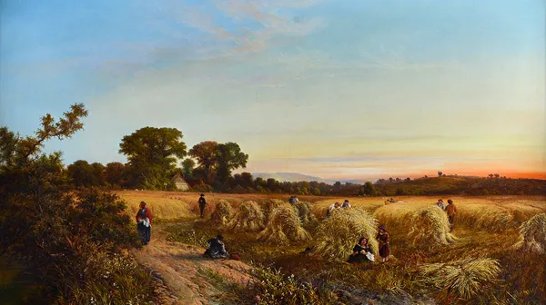 Walter Williams (1835-1906), Harvest, oil on canvas, signed, 60cm x 105cm. Illustrated.
