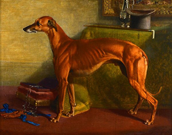 Robert Nightingale (1815-1895), Portrait of a greyhound; Mr C Morgan's 'Magnamo' Waterloo Cup Winner 1874, oil on canvas, signed and dated 1874, 78cm