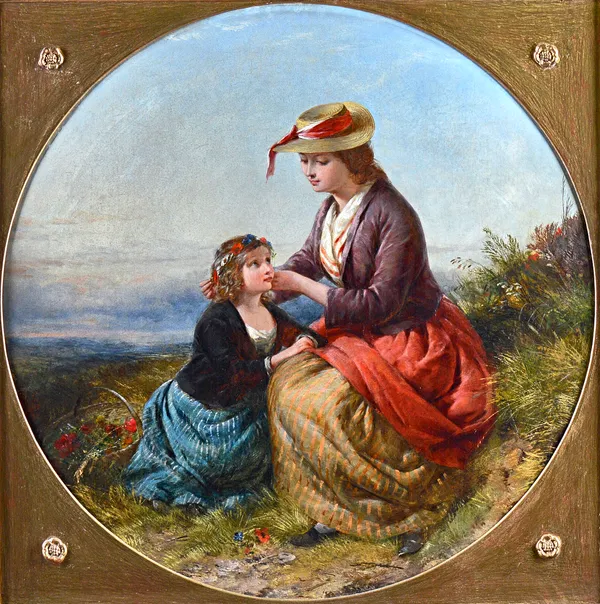 James John Hill (1811-1882), A spring headdress, oil on canvas, circular, signed, 66cm x 66cm. Illustrated.