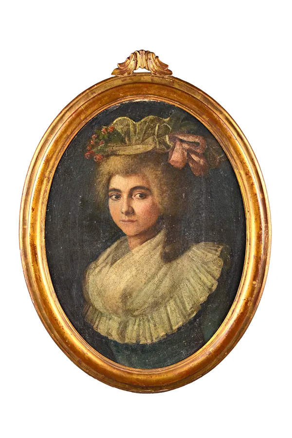French School (18th/19th century), Portrait of a lady, said to be Rosalie Lamorliere, oil on canvas, oval, 61cm x 45cm.  IllustratedRosalie Lamorliere