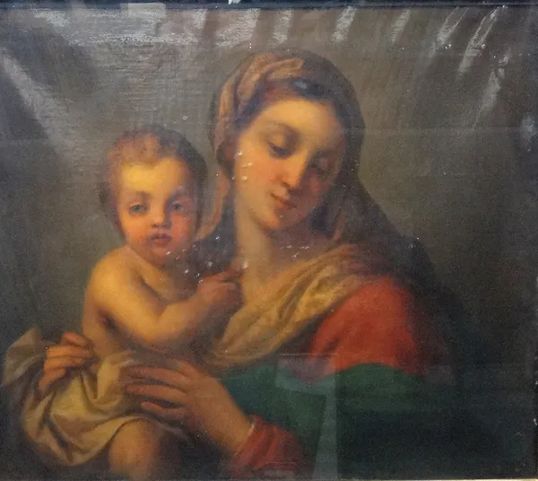 Manner of Raphael, Madonna and child, oil on canvas, 58cm x 66cm.