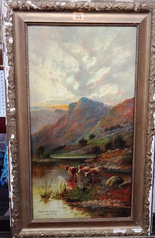 D. Morgan (19th century), Falcon Crag, oil on board, signed, inscribed and dated 1871, 61cm x 32cm.   H1