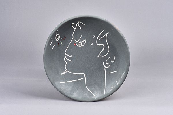 Jean Cocteau, 'Fawn', ceramic plate, signed, limited edition, 31/50, 24.5cm diameter. DDS Illustrated.