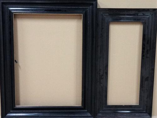 Two Dutch 17th century style ebonised frames, the larger aperture 61cm x 44cm, (2).  EXTRA