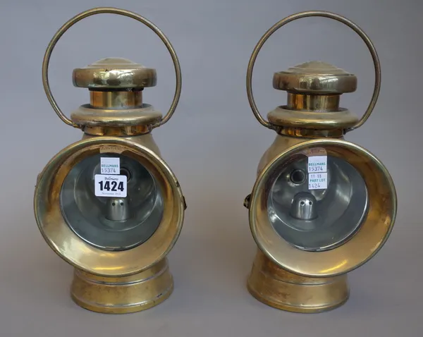 A pair of 4 inch Lucas 'King of the Road' brass cased automobile oil lamps. (2)