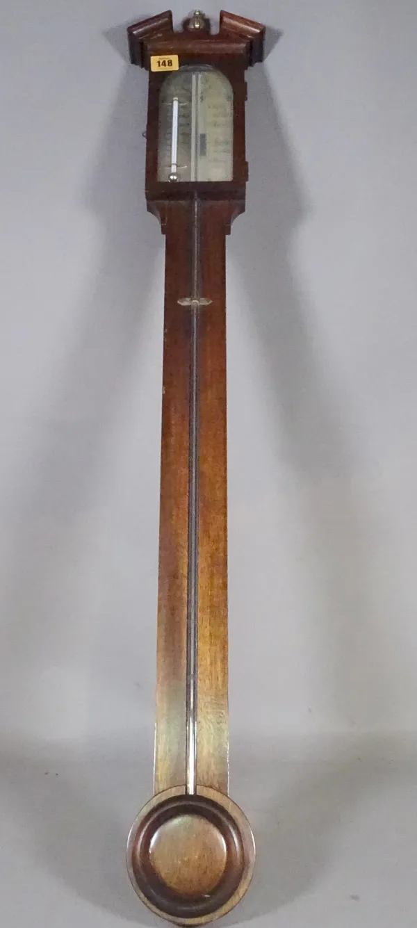 J Blatt Brighton; an early 20th century mahogany cased stick barometer, 98cm high.    CAB