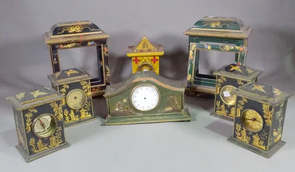 A group of 20th century chinoiserie decorated mantel clock cases, (qty).   S2M