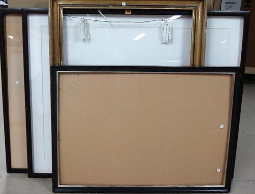 A group of three 20th century dark wood frames and another, various sizes, (4).   EXTRA