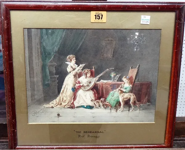 Prof Cesare Provaggi (1800-?), The Rehearsal, watercolour, signed, 21.5cm x 28cm.  H1