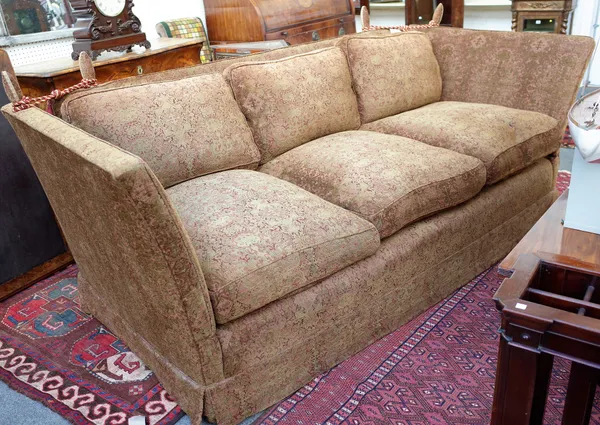 Peter Dudgeon;  a 20th century Knole three seater sofa, upholstered in Watts of Westminster fabric, 200cm wide x 110cm deep x 90cm high.