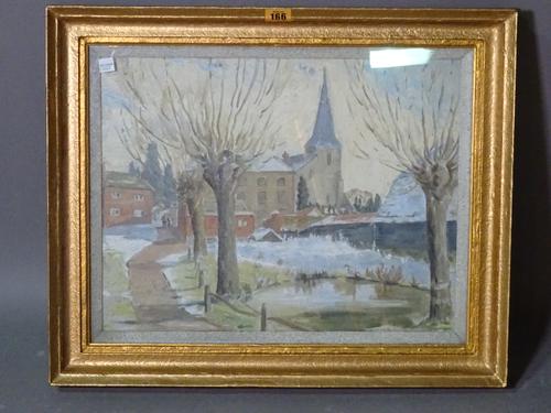 G.W.R Thompson, A view of Wisborough Green, oil on board, 45cm wide x 37cm high.   CAB