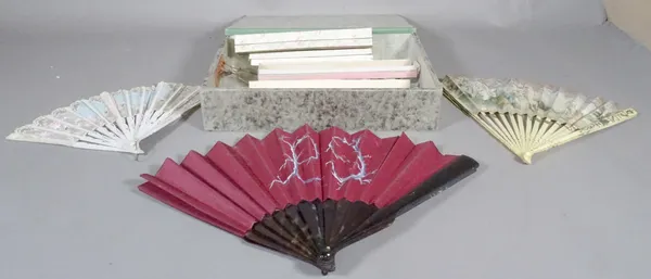 A quantity of mostly 20th century French and Japanese hand fans, (qty).   CAB