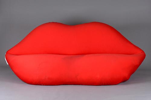 After the design, a Studio 65 Marilyn Bocca lip sofa, 1972 design for Gufram, 215cm wde x 90cm high. Illustrated.
