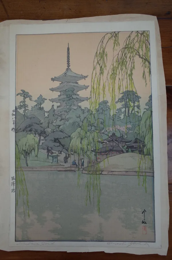 Hiroshi Yoshida ( 1876-1950); a woodblock print, `Sarusawa Pool', titled and signed in pencil, image 37cm. by 24cm.