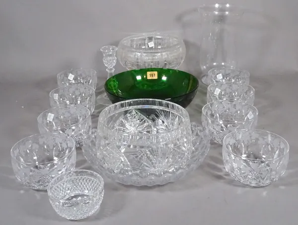 Glassware including; 19th century and later fruit and finger bowls of various designs, Stuart, Whitefriars and sundry, (qty).   S2M