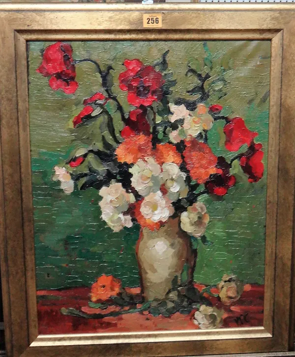 Victoria Parker (20th century), Still life of flowers, oil on canvas, signed with initials, 53.5cm x 42cm.   B5