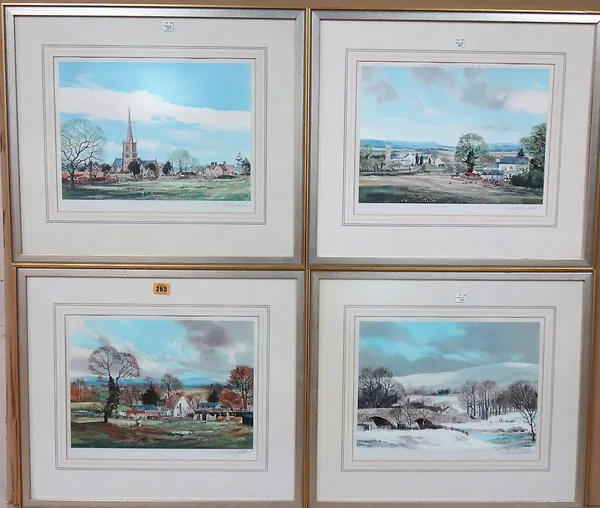 Michael Barnfather (b.1934), The four seasons, four reproduction prints signed in pencil, each 28cm x 37cm.; together with a signed reproduction by Ch