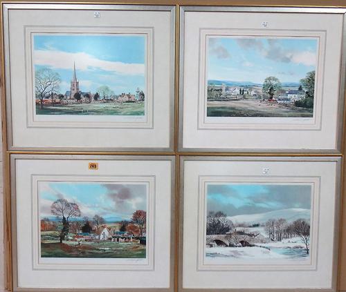 Michael Barnfather (b.1934), The four seasons, four reproduction prints signed in pencil, each 28cm x 37cm.; together with a signed reproduction by Ch