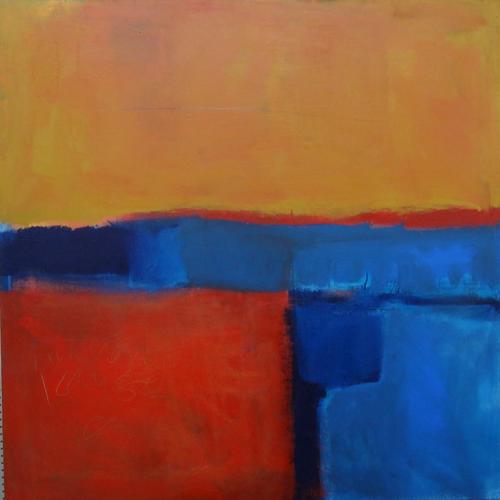 Odelle Morshuis (20th century), Through this space, I can sell...., oil on canvas, unframed, 80cm x 80.5cm. DDS   K1