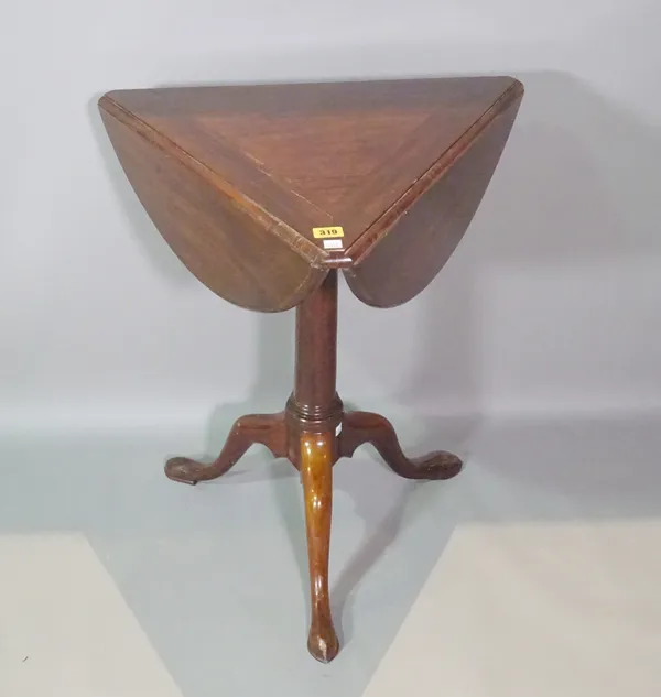 A late Victorian mahogany revolving tripod table on pad feet, 62cm wide x 71cm high.   C6