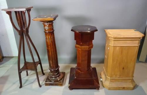 A Regency style mahogany and metal jardiniere stand and three other jardiniere stands, (4).   J6