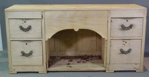 A 19th century French oak sideboard with central recess flanked by two short drawers, 178cm wide x 87cm high.   BAY 2