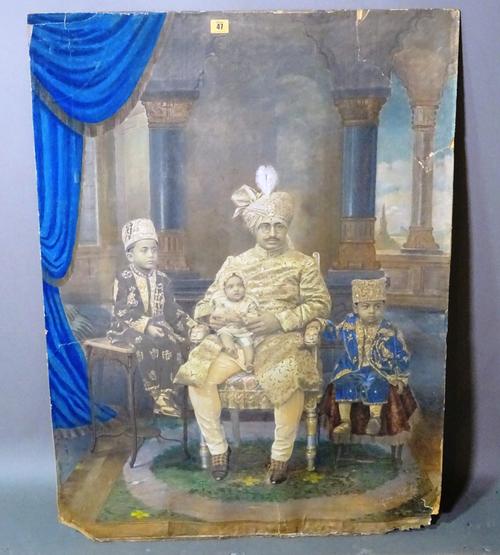 A large photogravure depicting an Indian family, 99cm x 74cm.   CAB