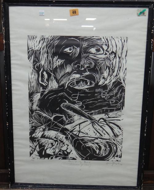Henry G** (20th century), Our Daily Bread (Consequences of war), woodcut, signed, inscribed and numbered 11/25, 48cm x 36cm.   L1
