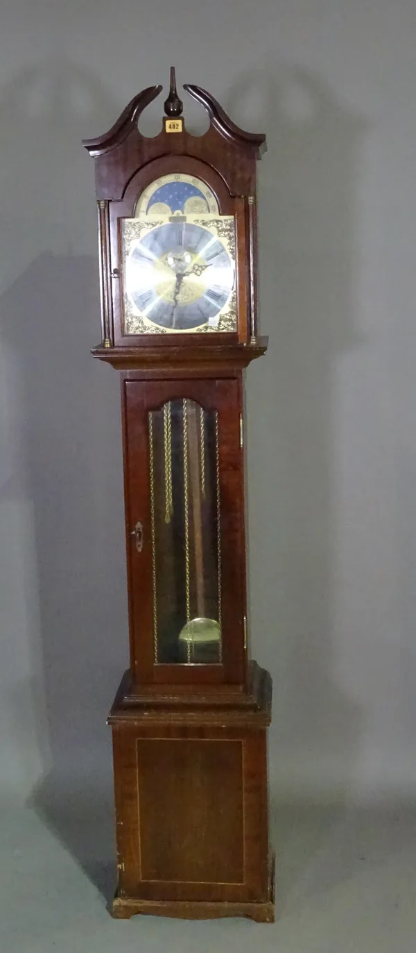 A 20th century German triple train chiming 'Grand Mother' longcase clock, 36cm wide x 180cm high.  L6