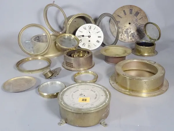 Horological interest, including; a group of mainly 20th century brass port hole style clock cases, (qty).   S3M