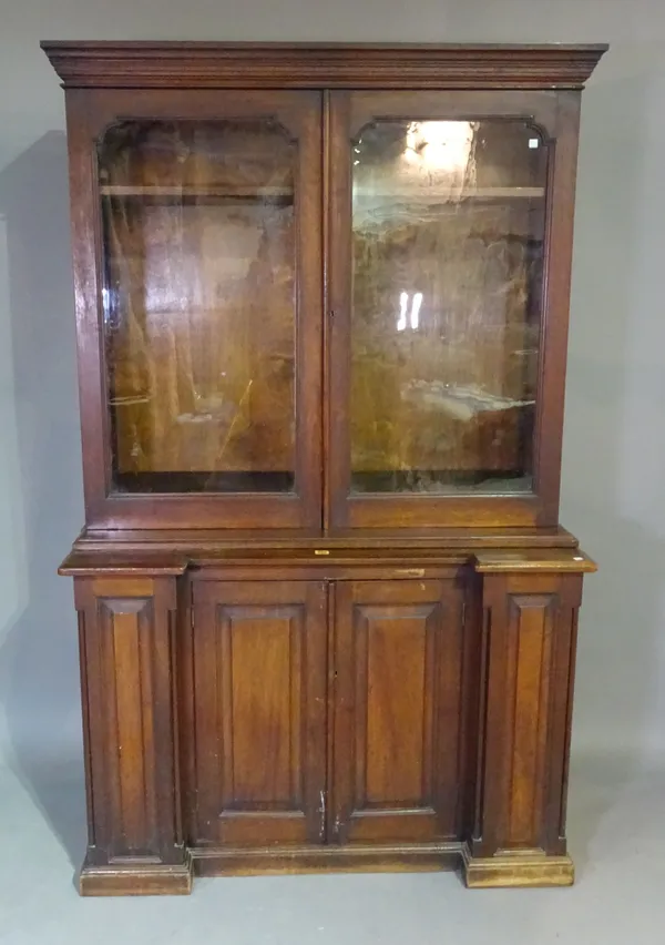 A late Victorian walnut inverted breakfront bookcase cabinet, 120cm wide x 200cm high.  L10