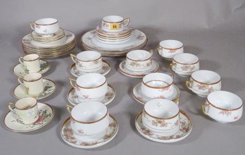 A 20th century Japanese porcelain part tea service with floral decoration, (qty).   S2T
