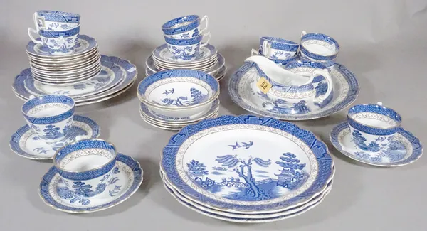 A 'Booths' blue and white 'Real Old Willow Pattern' part dinner and tea service.  S2M