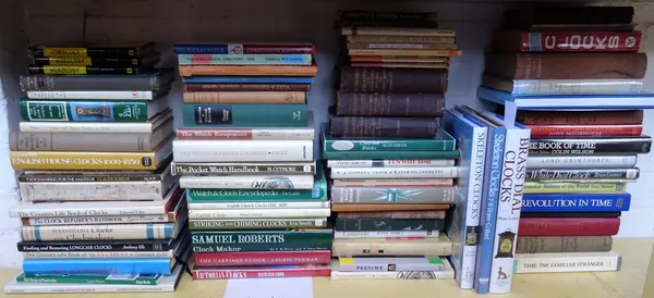 A quantity of reference books relating to horologyIncluding D. Roberts, Skeleton Clocks, 1987, F. B. Roger-Collard, Skeleton Clocks, 1981B. Loomes, Br