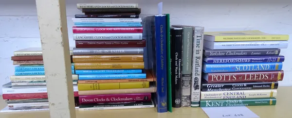 A quantity of books relating to regional clockmakersIncluding for the counties of Devon, Lancashire, Wiltshire, Greater Manchester and various others