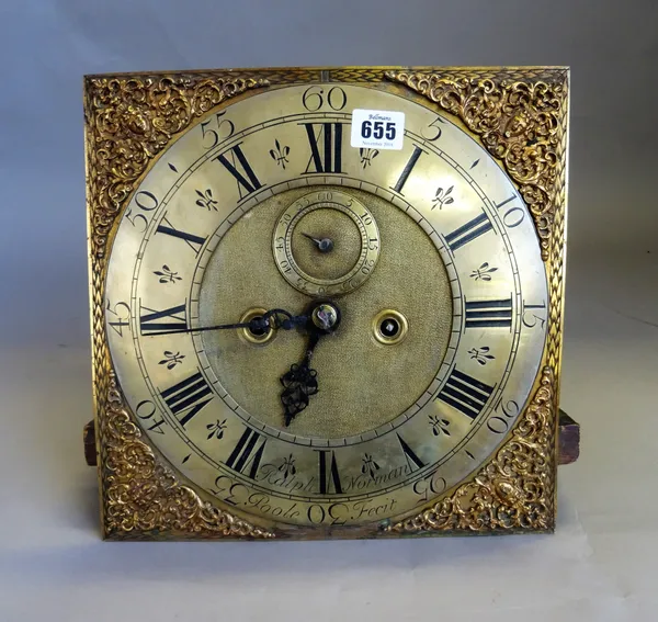 A George II 11 1/2in. square longcase clock movementBy Ralph Norman, Poole