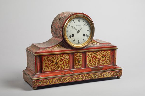 A Victorian tortoiseshell and cut brass inlaid 'Boulle' mantel clockRetailed by Klaftenburger, London, circa 1865The case inlaid with foliate-cut marq