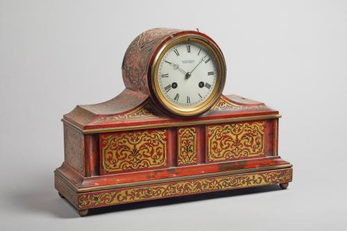 A Victorian tortoiseshell and cut brass inlaid 'Boulle' mantel clockRetailed by Klaftenburger, London, circa 1865The case inlaid with foliate-cut marq