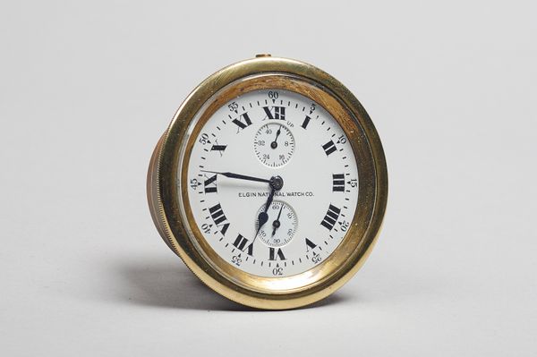 An American Elgin deck watchLacking case and keyless winder, with white enamel dial signed ELGIN NATIONAL WATCH CO., with subsidaries for state of win