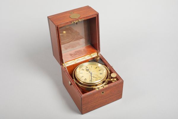 A mahogany cased two-day marine chronometer By Thomas Mercer, St. Albans, No. 21442, circa 1956In a plain mahogany three-piece case with glazed observ